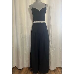 Le Lis two piece wide leg outfit Black Sz Medium NWT